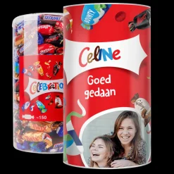 Celebrations tube met naam en foto