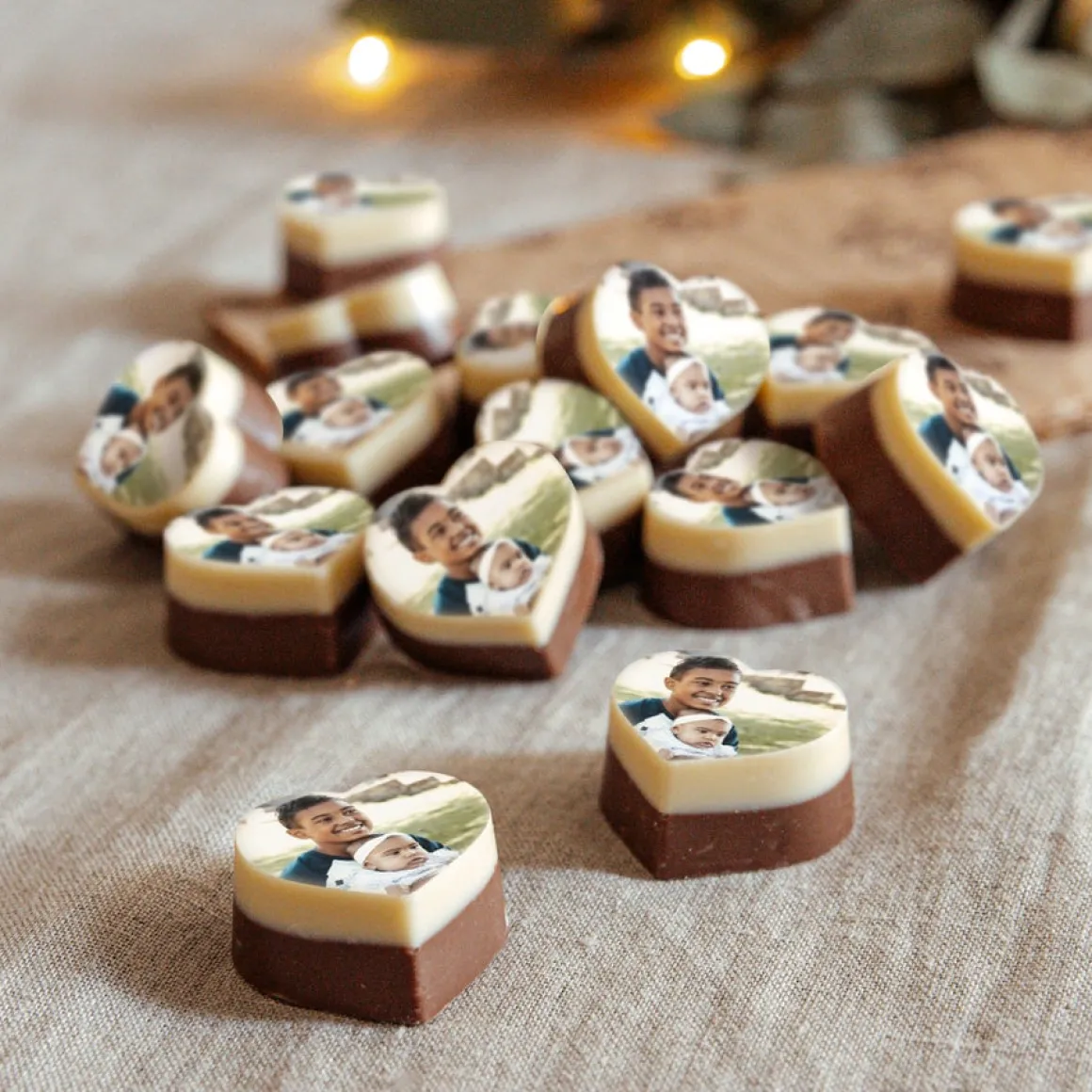 Chocolade hartjes met foto