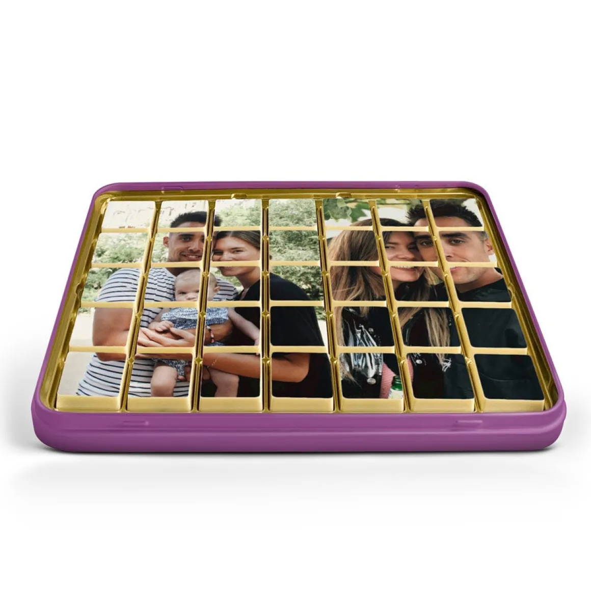 Foto op chocolade blokjes in blik - praliné