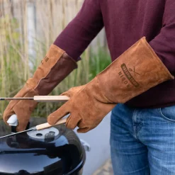 Leren BBQ handschoenen met naam - set van 2