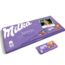 Mega Milka reep met naam en foto bedrukken